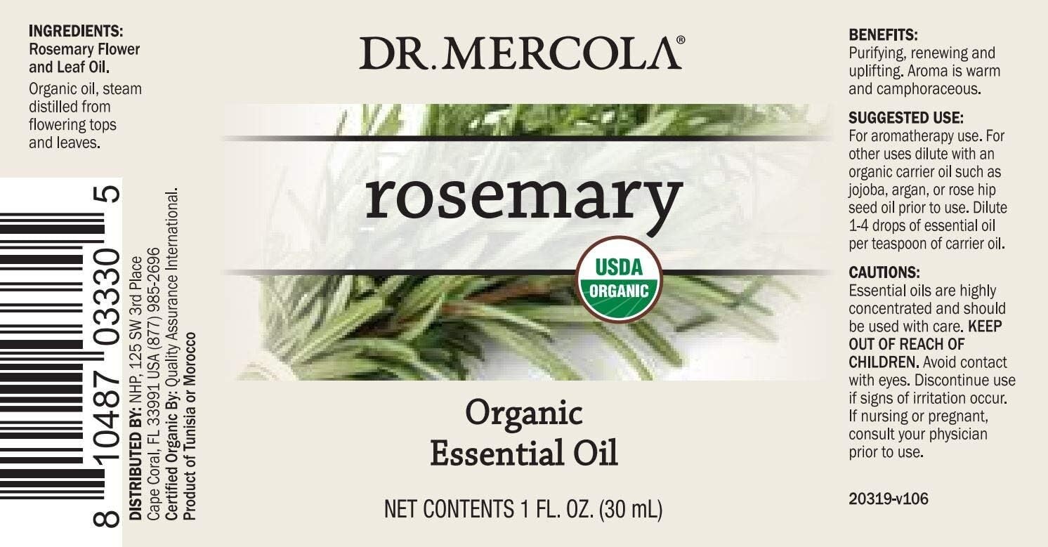 Organic Rosemary Essential Oil Food Grade 1 oz. by Dr. Mercola Discount Nutrition Shop